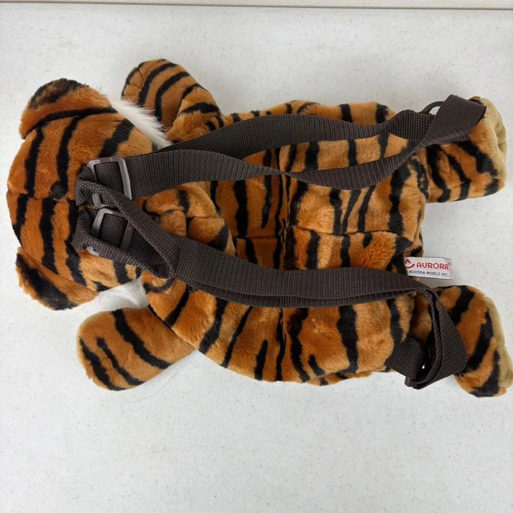 Aurora World Plush Tiger‎ Backpack Orange Black Striped Stuffed Animal Bag 16in